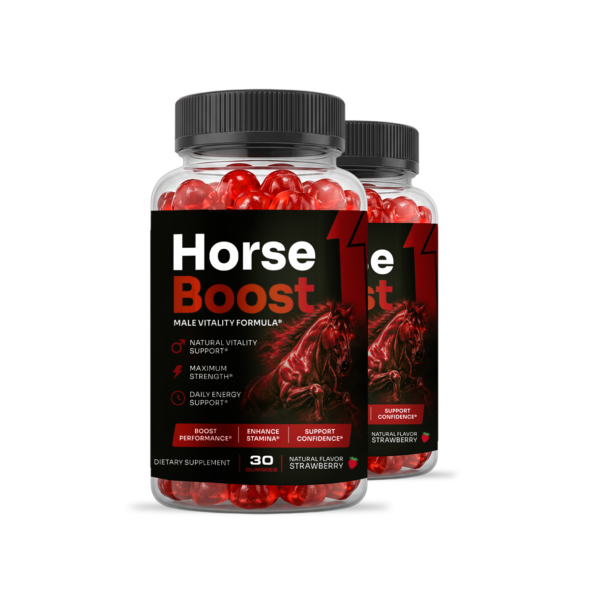 Horse Boost natural male vitality gummy supplement bottle